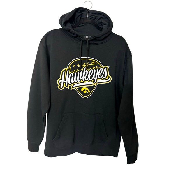Colosseum University of Iowa Hawkeyes Hoodie Black Retro Sweatshirt Y2K Sz L - Picture 1 of 7